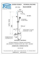 Душевая система для душа термостатическая верхний душ из abs 20см elegance