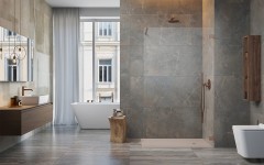 Душевое ограждение Essenza Pro   Walk-in Брашированная медь