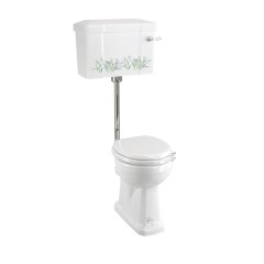 Унитаз с низким бачком 520 mm, декор country meadow/хром