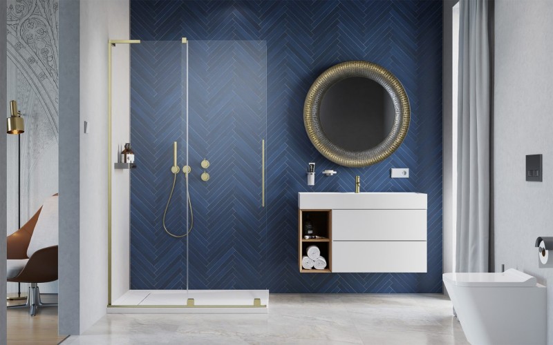 Душевое ограждение Furo SL Walk-in Брашированнoe золото