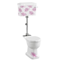 Унитаз со средним бачком 520 mm, декор botanical pink/хром