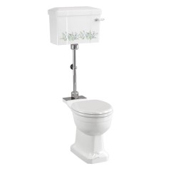Унитаз со средним бачком 520 mm, декор country meadow/хром