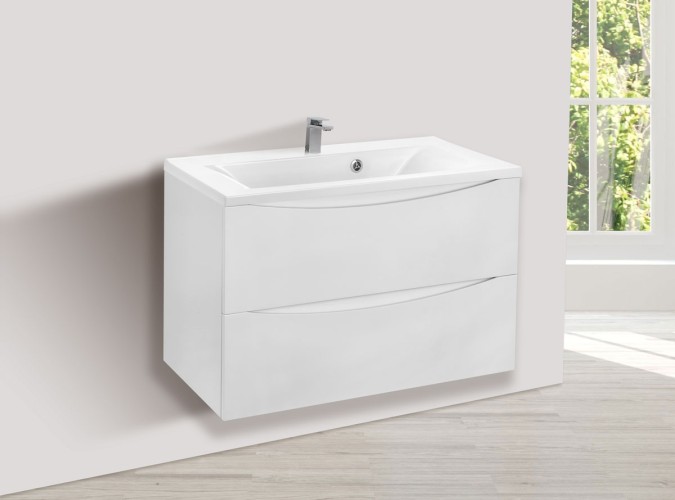 База под раковину Mia 750 подвесная, 2 выкатных ящика soft close