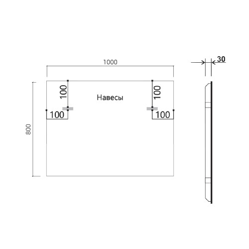 Зеркало LED VLM-3VN100 1000х800 c сенсорным выключателем и диммером