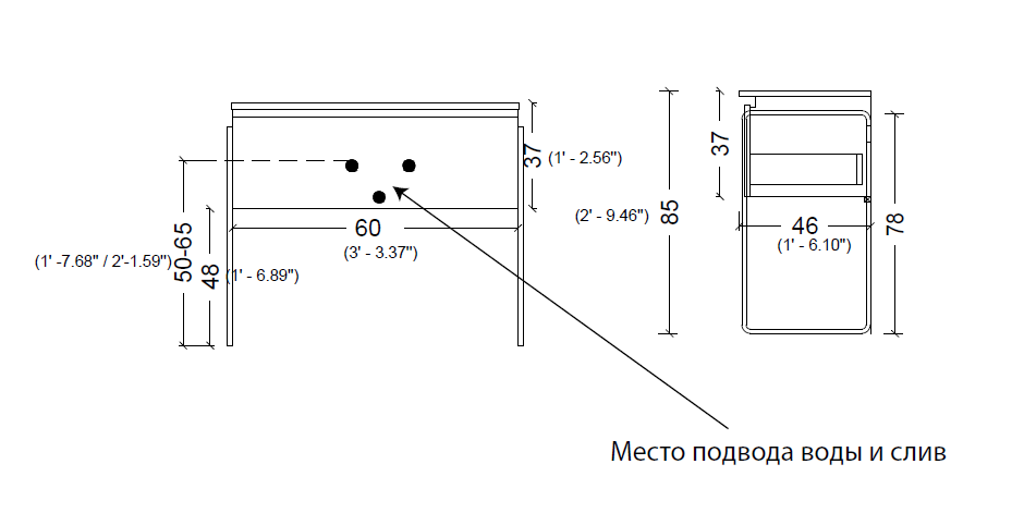 Тумба без раковины Vallessi 60*46см LIGHT OAK, 1 полка
