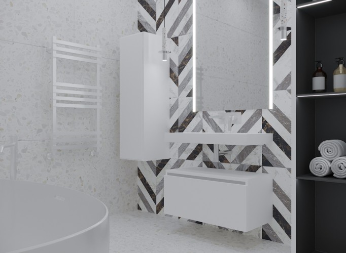 Ящик под столешницу 80см WHITE глянец VALLESSI UNO-S