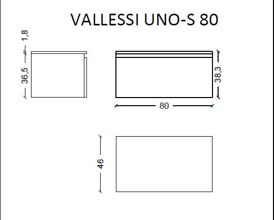Ящик под столешницу 80см WHITE глянец VALLESSI UNO-S