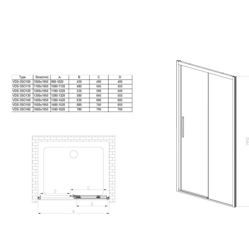 Душевая дверь Soft VDS-3SO