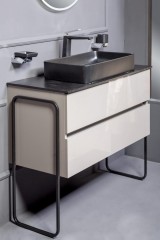 Тумба без раковины Vallessi 80*46cm АНТРАЦИТ глянец 2 полки
