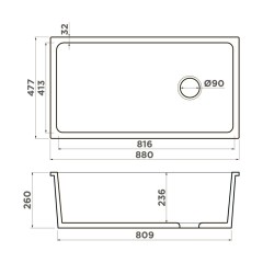 Omoikiri Tokara 88-U/I-WH Glossy Side Natceramic/белый