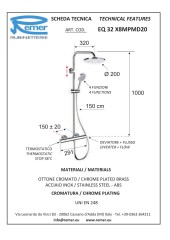 Душевая система для душа термостатическая круглый верхний душ 20см elegance